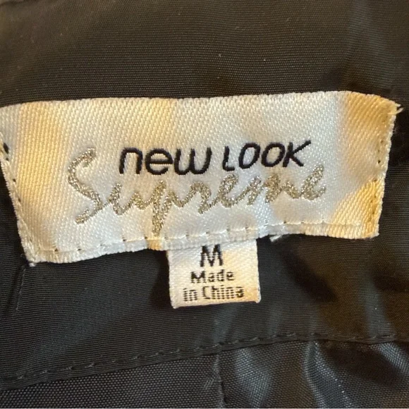 New Look Supreme Black Cropped Windbreaker Hoodie Medium Zip Front Pocket - Picture 7 of 9